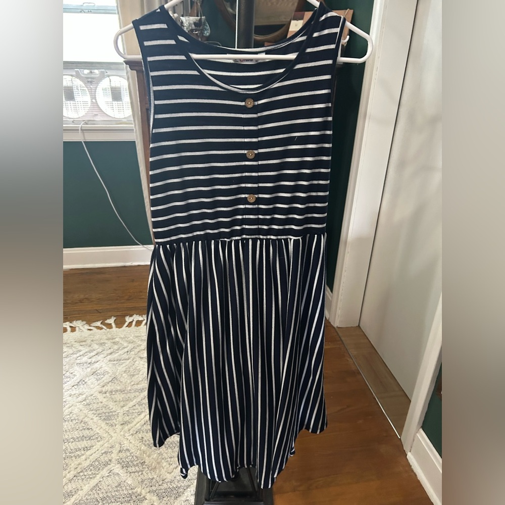 PatPat Navy and White Striped Dress